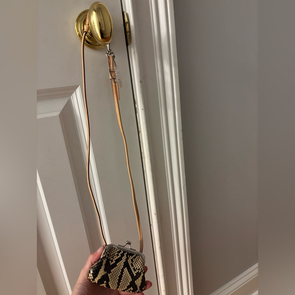 Coach Python-Skin Coin Purse with Strap - Picture 5 of 5